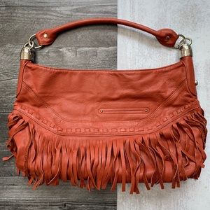 B. Makowsky Sienna Leather Fringe Shoulder Bag